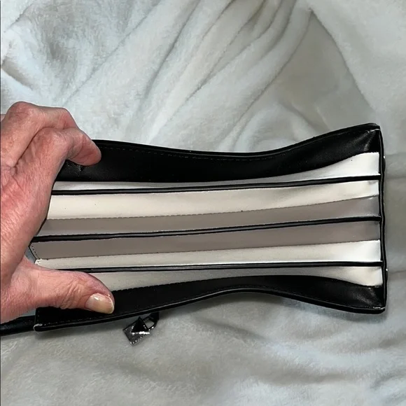 MichaelKors Mercer Tricolor Gray Black white Leather Handbag Shoulder purse tote - Picture 7 of 17
